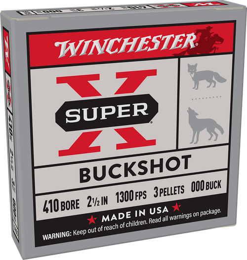Winchester Ammo XB41000 Super X  410Gauge 2.50" 3Pellets 000Buck Shot 5 Per Box/50 Case