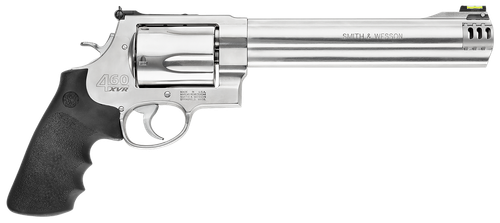 Smith & Wesson 163460 Model 460 XVR Extra Large 460 S&W Mag 5 Shot 8.38" Satin Compensated Barrel, Satin Cylinder, Satin Stainless Steel Frame, Black Finger Grooved Grip, Exposed Hammer
