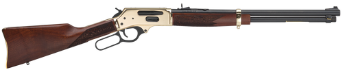 Henry H0243030 Side Gate  Full Size 30-30 Win 5+1 20" Blued Steel Barrel, Polished Brass Receiver, American Walnut Stock Right Hand