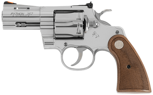 Colt Mfg PYTHONSP2WCTS Python  357 Mag/38 Special 6 Shot 2.50" Stainless Recessed Target/Vent Rib Barrel, Stainless Cylinder & Frame, Walnut w/Colt Medallion Grip
