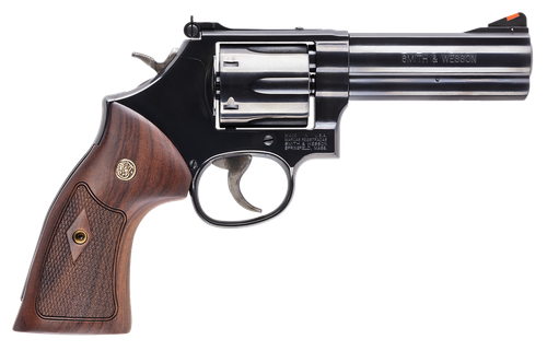 Smith & Wesson 150909 Model 586 Classic L-Frame 357 Mag 38 Special +P 6 Shot 4" Blued Carbon Steel Barrel, Blued Cylinder, Blued Carbon Steel Frame, Wood Grip Internal Lock Safety, Exposed Hammer