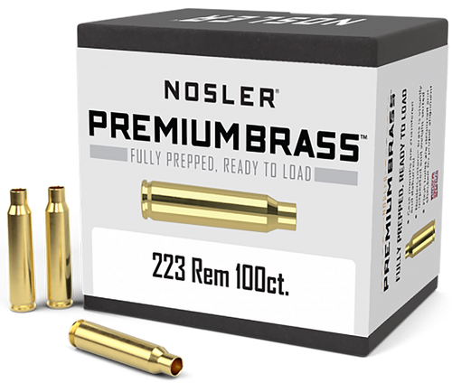 Nosler 10098 Premium Brass Unprimed Cases 223Rem Rifle Brass 100/Box