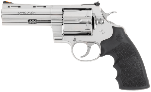Colt Mfg ANACONDASP4RTS Anaconda  44 Mag 6 Shot 4.25" Stainless Barrel, Cylinder & Frame, Black Hogue Rubber w/Finger Grooves Grip