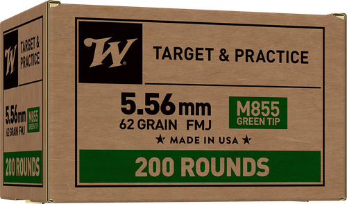 Winchester Ammo WM855200 USA M855 Green Tip 5.56x45mmNATO 62gr Full Metal Jacket 200 Per Box/4 Case