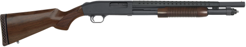 Mossberg 52151 590 Retrograde 12 Gauge Pump 3" 6+1 18.50" Matte Blued Heat Shield Barrel, Matte Blued Stainless Steel Drilled & Tapped Receiver, Walnut Fixed  Stock, Cylinder Bore Choke