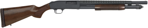 Mossberg 52151 590 Retrograde 12 Gauge Pump 3" 6+1 18.50" Matte Blued Heat Shield Barrel, Matte Blued Stainless Steel Drilled & Tapped Receiver, Walnut Fixed  Stock, Cylinder Bore Choke