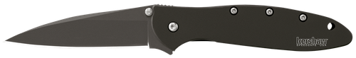 Kershaw 1660CKT Leek  3" Folding Modified Drop Point Plain Black DLC 14C28N Steel Blade Black DLC 410 Stainless Steel Handle Includes Pocket Clip