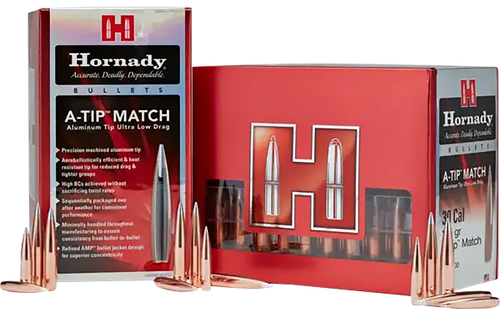 Hornady 41697 A-Tip Match 416 Cal .416 500 gr A Tip Match 25 Per Box/ 10 Case