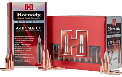 Hornady 41697 A-Tip Match 416 Cal .416 500 gr A Tip Match 25 Per Box/ 10 Case