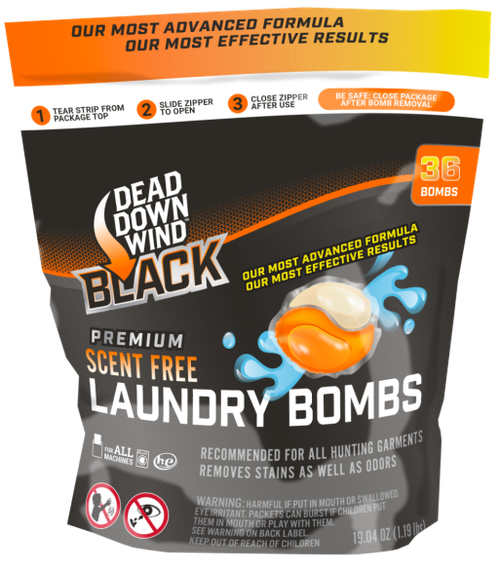 Dead Down Wind 118418 Laundry Bombs Black Premium Odor Eliminator Unscented Scent 36CT