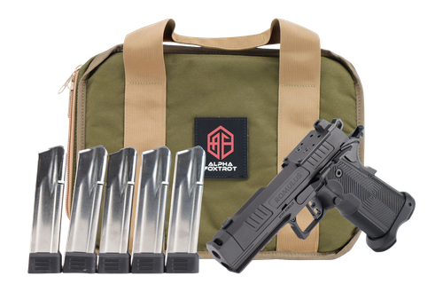 Alpha Foxtrot AA39X1QIG-XDBK20-PROM AF1911 Romulus Promo Compact Frame 9mm Luger 20+1 3.50" Black DLC Threaded Compensated Barrel, Black DLC Stainless Steel Optic Ready/Serrated Slide & Frame w/Beaver