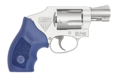Smith & Wesson 14925 Model 642 America's 250th J-Frame 5rd Shot 1.88" Aluminum Frame w/Laser Engraved Side Plate, Red Thumb Piece, Blue Boot Grip, No Manual Safety