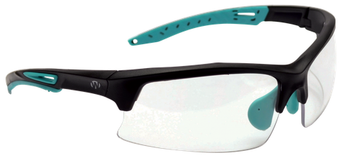 Walker's GWPTLSGLCLR Sport Glasses  Adult Clear Lens Polycarbonate Black with Teal Accents Frame