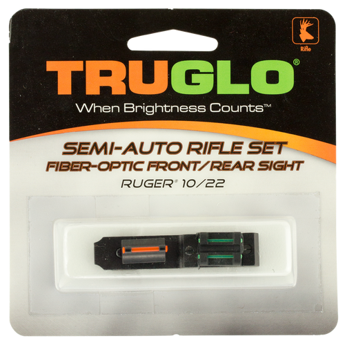 TruGlo TG111W Ruger 10/22 Fiber Optic Sight Set  Black Red Front, Green Rear for Ruger 10/22 (Except Takedown)