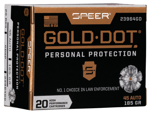 Speer 23964GD Gold Dot Personal Protection 45ACP 185gr Hollow Point 20 Per Box/10 Case