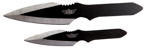 Uzi Accessories UZKTRW002 Throwing Knives  Fixed Spear Point Plain Black Stainless Steel Blade Black Stainless Steel Handle Includes