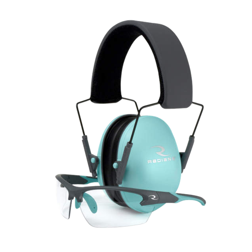 Radians LS0820CKCS G4 Junior Shooting Glasses Youth Clear Lens Charcoal Gray with Aqua Accents Frame