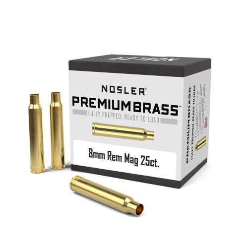 Nosler Unprimed Brass Rifle Cartridge Cases 8mm Rem Mag 25/ct