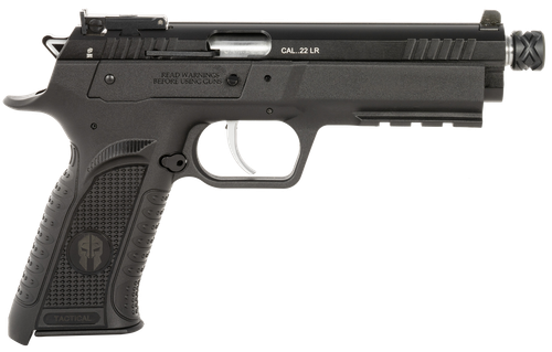 Tanfoglio TFFTAC22AS Force Tactical 22 LR 10+1 4.40" Threaded Barrel, Black Serrated Slide, Black Polymer Frame w/Beavertail & Picatinny Rail, Black Polymer Grip