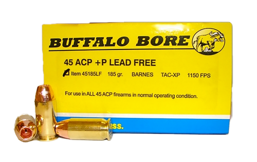 Buffalo Bore Ammunition 45185LF20 Buffalo-Barnes Strictly Business 45ACP +P 185gr Barnes TAC-XP Lead Free 20 Per Box/12 Case