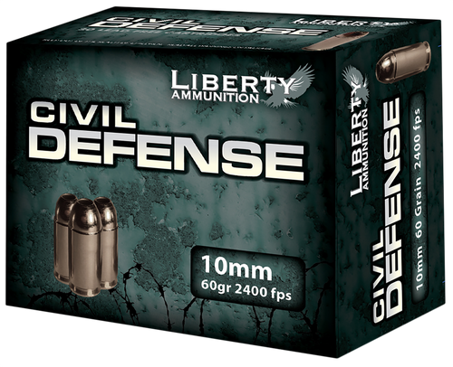 Liberty Ammunition LACD10032 Civil Defense  10mmAuto 60gr Lead Free Fragmenting Hollow Point 20 Per Box/50 Case