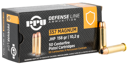 PPU PPD357 Defense  357Mag 158gr Jacketed Hollow Point 50 Per Box/10 Case