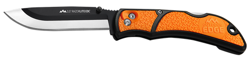 Outdoor Edge RLB30C RazorLite  3.50" Folding Drop Point Tanto Plain 420J2 SS Blade Black/Orange Polymer Handle