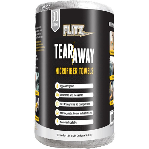 Flitz Tear-Away Microfiber Cloth Rolls 12"x12" 30/ct