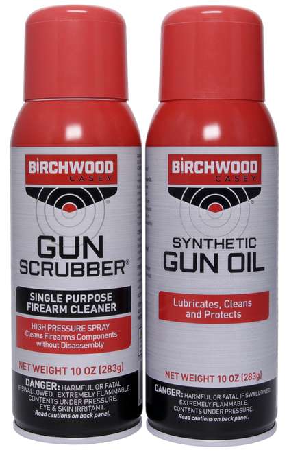 Birchwood Casey 33302 Gun Scrubber & Synthetic Gun Oil Combo Pack 10 oz. Aerosol Can 2 Pack
