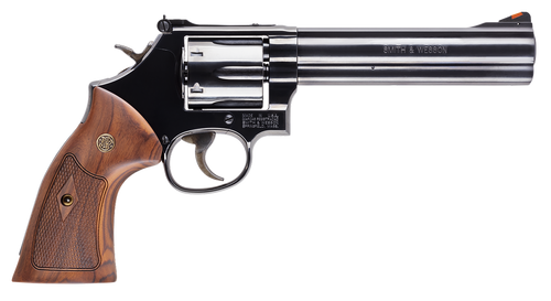 Smith & Wesson 150908 Model 586 Classic 357 Mag or 38 S&W Spl +P Blued Carbon Steel 6" Barrel, 6rd  Cylinder & Square Butt L-Frame, Wood Grip With S&W Medallions