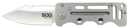 S.O.G SOG-EZ1-CP Cash Card  2.75" Folding Clip Point Satin 8Cr13MoV SS Blade/ Silver Skeletonized Stainless Steel Handle