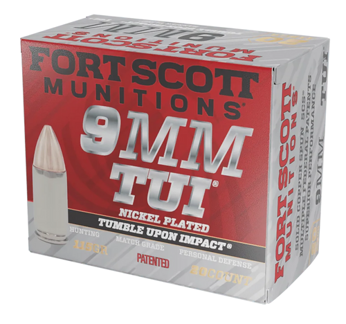 Fort Scott Munitions 9MM115SCVNIC Tumble Upon Impact (TUI)  9mmLuger 115gr Solid Copper Spun 20 Per Box/25 Case