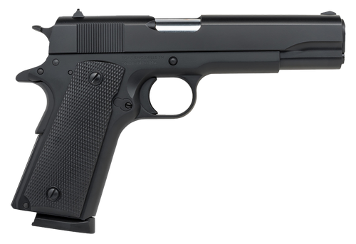 Tisas 10100518 1911 A1 Service 45 ACP 7+1, 5" Black Steel Barrel, Black Cerakote Serrated Steel Slide, Black Cerakote Steel Frame w/Beavertail, Ambidextrous