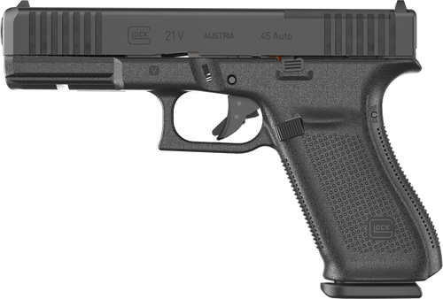 Glock UV2150203MOS G21 V MOS Full Size 45 ACP 13+1 4.61" Black GMB Barrel, Black nDLC Steel Optic Ready/Serrated Slide, Black Polymer Frame w/Accessory Rail, Textured Polymer Grip, Ambidextrous