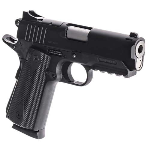 Tanfoglio TFPUGIO9OR Pugio  Compact 9mm Luger 10+1 3.54" Stainless Bull Barrel, Black Steel Optic Ready/Serrated Slide, Black Polymer Frame w/Beavertail & Picatinny Rail, Textured Grip