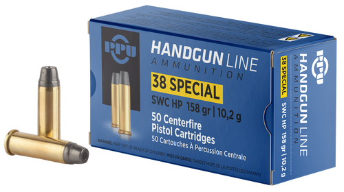 PPU PPH38SH Handgun  38Special 158gr Semi Wadcutter Hollow Point 50 Per Box/10 Case