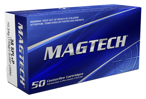 Magtech 38N Range/Training  38Special+P 158gr Semi Jacketed Soft Point 50 Per Box/20 Case