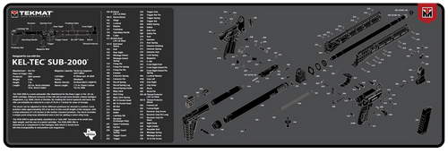 TekMat TEKR36KELSUB2 Kel-Tec SUB2000 Cleaning Mat Black/White Rubber 12"x36" Kel-Tec SUB2000 Parts Diagram