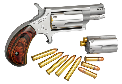 North American Arms 22MSCP Mini-Revolver Combo 22 LR/22 WMR 5 Shot 1.63" Stainless Steel Ported Barrel, Stainless Steel Frame & Cylinder, Rosewood Birdshead Grip, Exposed Hammer