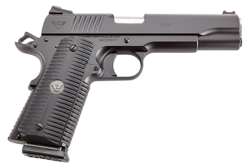 Wilson Combat ACPFS45 ACP Full-Size 45 ACP Caliber with 5" Barrel, 8+1 Capacity, Black Armor-Tuff Finish Carbon Steel Beavertail Frame, Serrated Black Carbon Steel Slide & Black G10 Eagle Claw Grip