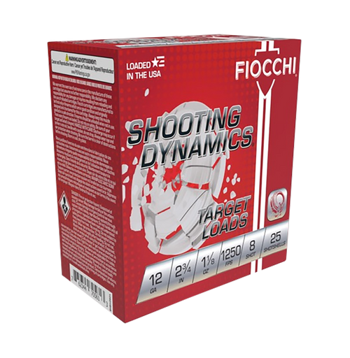 Fiocchi 12SD18X8 Shooting Dynamics  12Gauge 2.75" 1 1/8oz 8Shot 25 Per Box/10 Case
