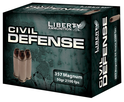 Liberty Ammunition LACD357030 Civil Defense  357Mag 50gr Lead Free Fragmenting Hollow Point 20 Per Box/50 Case
