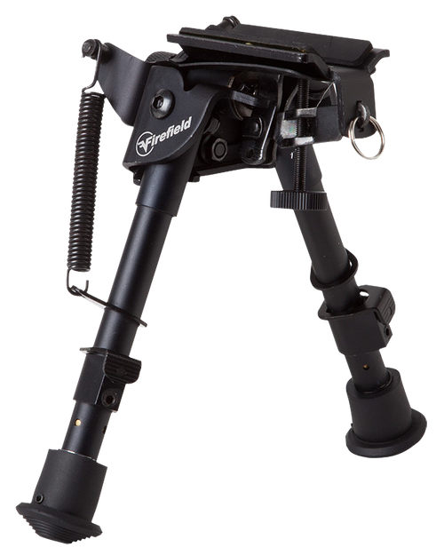 Firefield FF34023 Compact  Bipod 6-9" Black Aluminum Swivel Stud Attachment or Picatinny Rail (Adapter Included)