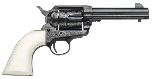 Taylors & Company 200056 1873 Cattleman Outlaw Legacy 45 Colt (LC) Caliber with 4.75" Barrel, 6rd Capacity Cylinder, Overall Blued Engraved Finish Steel & Ivory Synthetic Grip