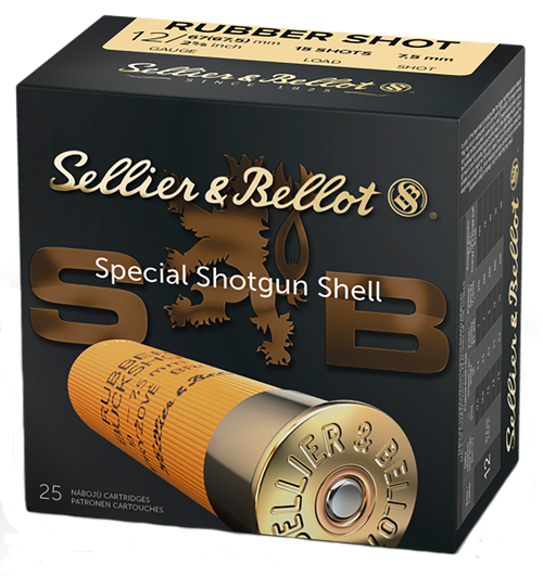 Sellier & Bellot SB12RSA Shotgun  12Gauge 2.75" 2 11/16oz 15 Rubber Pellets Shot 25 Per Box/10 Case