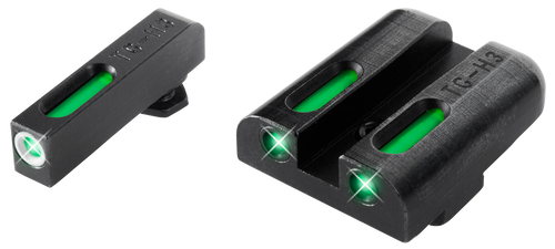 TruGlo TG13GL1A TFX  Low Green/White Outline Fiber Optic/Tritium Front/Green Fiber Optic/Tritium Rear/Black Nitride Fortress Frame, Compatible w/Most Glock Except MOS, Front Post/Rear Dovetail Mount