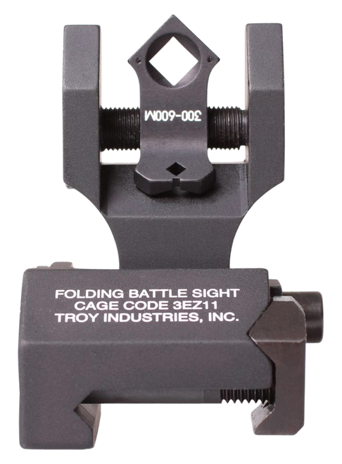 Troy Ind SSIGFBSTTBT00 Tritium Rear Folding BattleSight Round  Black Hardcoat Anodized Folding for AR-15