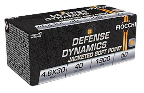 Fiocchi 46EXB Defense Dynamics  4.6x30mmH&K 40gr Jacketed Soft Point 50 Per Box/20 Case