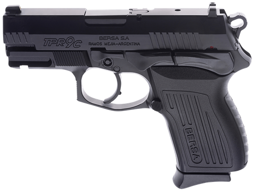 Bersa TPR9CM TPRC  Compact Frame 9mm Luger 13+1, 3.25" Black Manual Barrel, Matte Black Serrated Steel Slide & Aluminum Frame, Ambidextrous