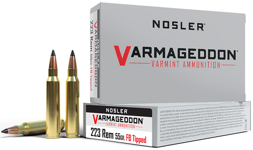 Nosler 65145 Varmageddon  223Rem 55gr Flat Base Tipped 20 Per Box/20 Case